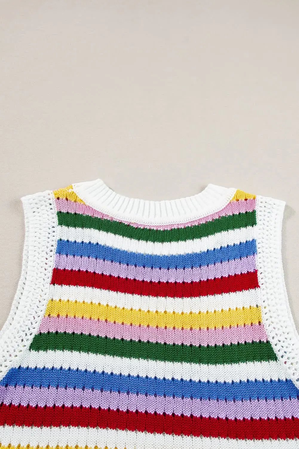Vibrant striped knitted vest with eyelet detail - Love Salve